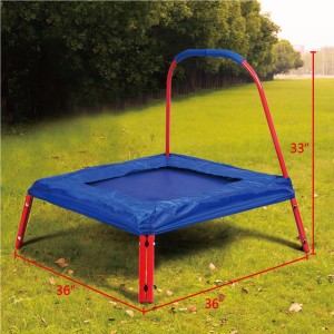 Giantex 3x3Square Jumping Trampoline with Handle Bar and Safety Pad for Kids