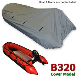 Seamax Dinghy Tender Raft Cover Model B320, for Inflatable Boat Beam 4.7-5.2ft Length 9.1-10.5ft, Gray Color, with Elastic String and Tie Down Rings, Fit Achilles Mercury Zodiac